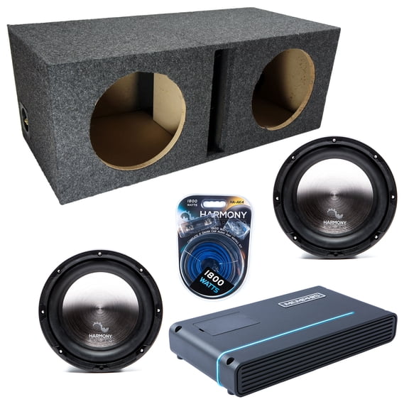 Vented Loaded Dual Enclosure w/ HA-A102 10" Sub, 1000W Amplifier & 4GA Amp Kit