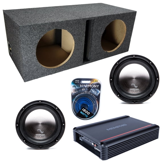 Vented Loaded Dual Enclosure w/ HA-A102 10" Sub, 750W Amplifier & 4GA Amp Kit