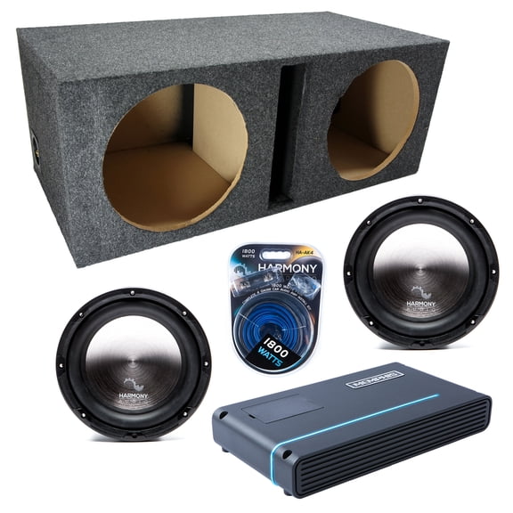 Vented Loaded Dual Enclosure w/ HA-A122 12" Sub, 1000W Amplifier & 4GA Amp Kit