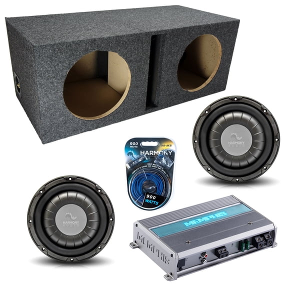 Vented Loaded Dual Enclosure w/ HA-F104 10" Sub, 600W Amplifier & 8GA Amp Kit