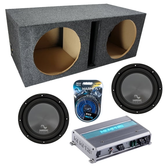 Vented Loaded Dual Enclosure w/ HA-R124 12" Sub, 600W Amplifier & 8GA Amp Kit