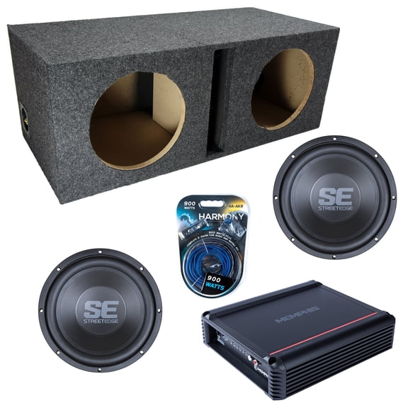 Vented Loaded Dual Enclosure w/ SE1040 10" Sub, 500W Amplifier & 8GA Amp Kit