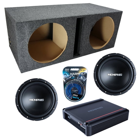 Vented Loaded Dual Enclosure w/ SRX1244 12" Sub, 500W Amplifier & 8GA Amp Kit