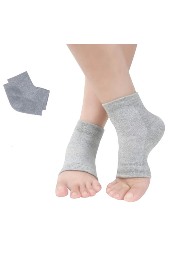 Vented Moisturizing Gel Heel Socks, 3 Pairs Toeless Spa Sock for Foot Care Treatment, Cracked Heels, Dry Feet, Foot Calluses (Grey, Green, Pink)