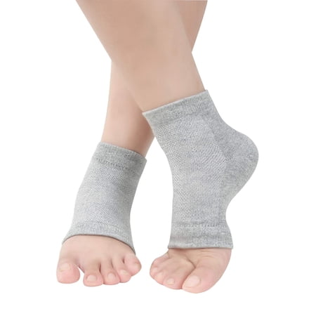 Vented Moisturizing Gel Heel Socks, Toeless Spa Sock for Foot Care Treatment, Cracked Heels, Dry Feet, Foot Calluses (Grey)