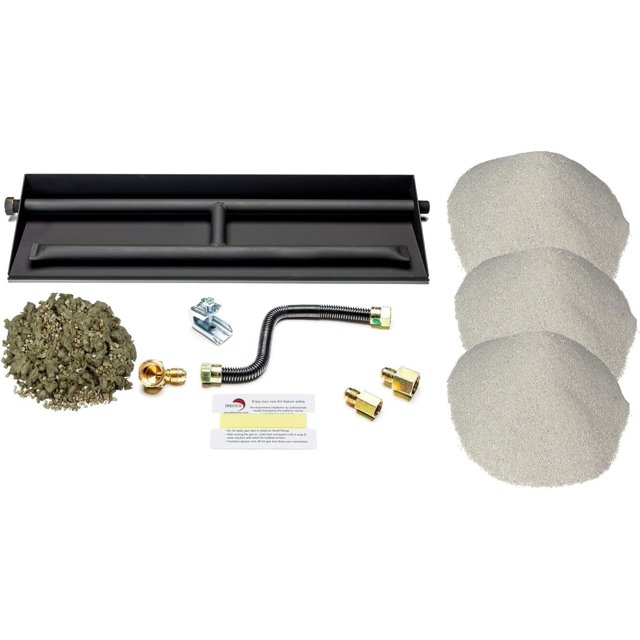 Vented NG Gas Log Fireplace HeavyDuty Dual Row Gas Burner with Deluxe