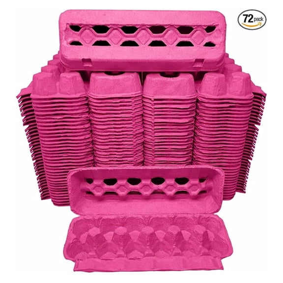 Vented Paper Pulp Egg Cartons Holds 1 Dozen Chicken Eggs - Pink (72)