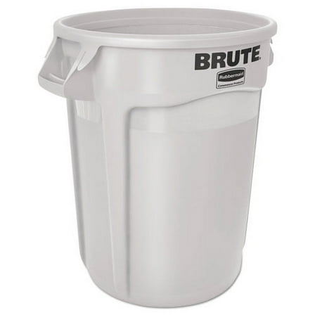 Vented Round Brute Container, 10 gal, Plastic, White | Bundle of 2