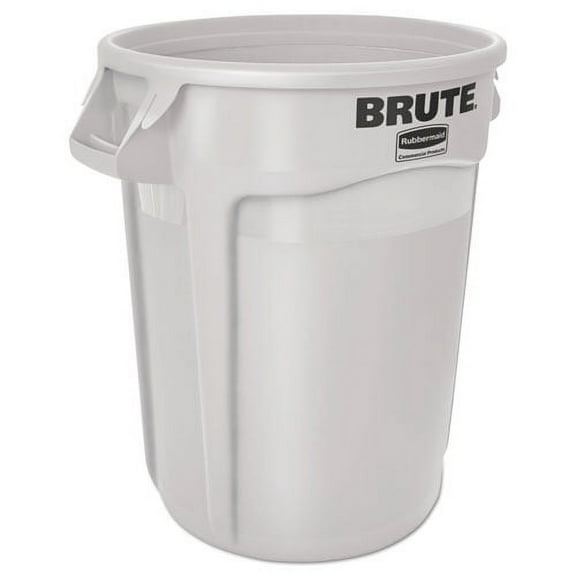 Vented Round Brute Container, 10 gal, Plastic, White | Bundle of 2