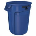 thumbnail image 1 of Vented Round Brute Container, 32 gal, Plastic, Blue | Bundle of 2, 1 of 9