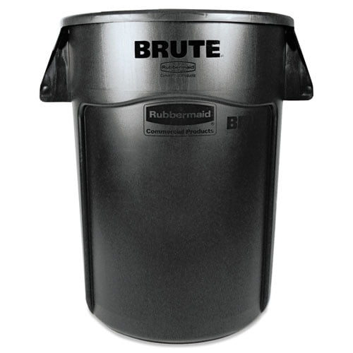 Vented Round Brute Container, 44 gal, Plastic, Black | Bundle of 2