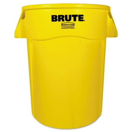 Vented Round Brute Container, 44 gal, Plastic, Yellow | Bundle of 2