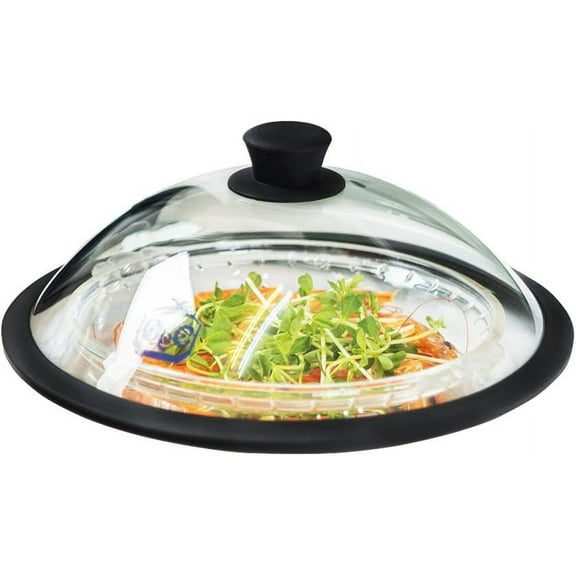 Vented Splatter Guard Microwave Glass Cover for  with Easy-Grip Handle, 10 inch Diameter,   Grade Tempered Glass &   Rim with Steam Vent, Dishwasher Safe