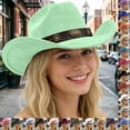 thumbnail image 1 of Vented Straw Cowboy Hat for Women Men Cattleman Crease Wide Brim Breathable Lightweight Western Cowgirl Hat Summer Beach, 1 of 6