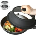 thumbnail image 1 of Vented Tempered Glass Lid Wok Lid for Stockpot Pot Pan, 10.5 inch Multifunction Silicone Cover Collapsible Microwave Splatter Lid Cover Microwave Safe, 1 of 8