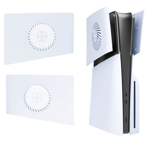 Vented Upper Faceplate Compatible with PS5 Slim Disc and Digital Editions, 2-Piece ABS Replacement Cover Plates, White