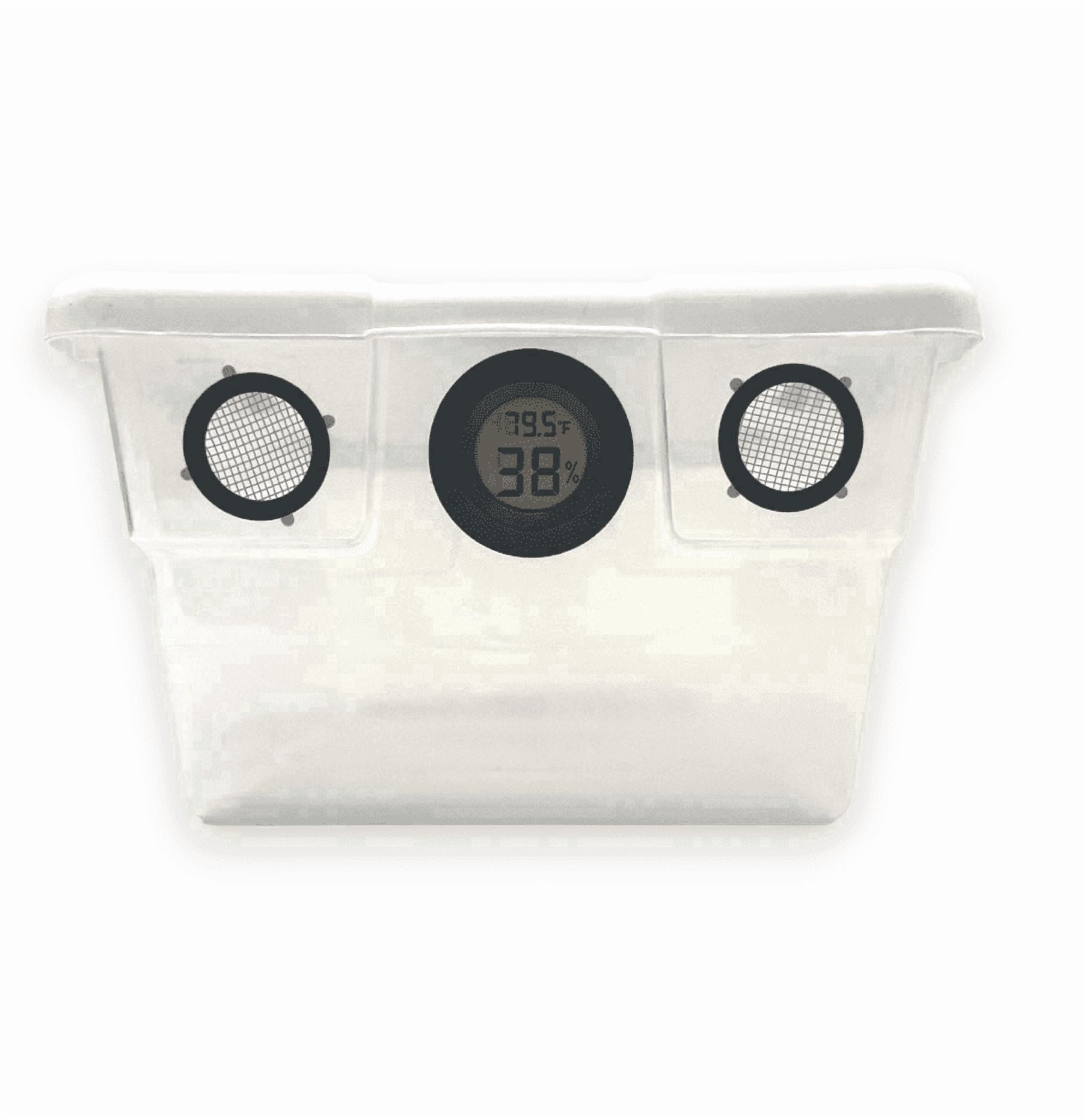 6 Quart Vented Vivarium Enclosure Terrarium with Black Vents, Temperature & Humidity Sensor for Reptiles, Isopods, Small Bugs