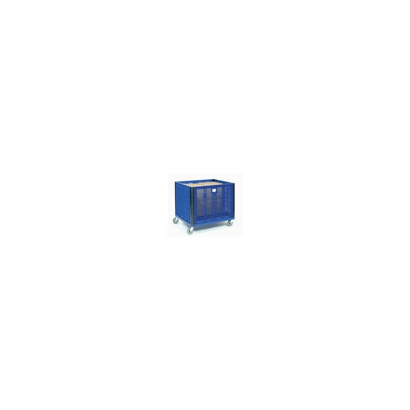 Vented Wall Bulk Container with Casters, 39-1/4"L x 31-1/2"W x 29"H, Blue