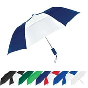 The Vented Windproof 42" Compact Small Automatic Open Folding Travel Umbrella for Rain, Wind & Sun, Strong Durable Lightweight Stick Umbrella for Men and Women, Navy Blue/White