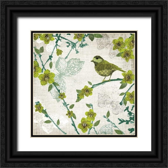 Venter, Tandi 12x12 Black Ornate Wood Framed with Double Matting Museum Art Print Titled - Birds and Butterflies II