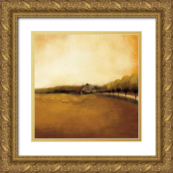Venter, Tandi 12x12 Gold Ornate Wood Framed with Double Matting Museum Art Print Titled - Rural Landscape I
