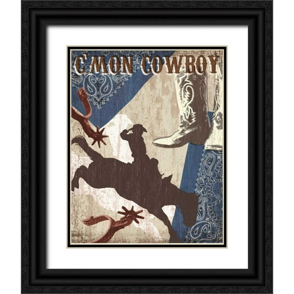 Venter, Tandi 12x14 Black Ornate Wood Framed with Double Matting Museum Art Print Titled - Cmon Cowboy