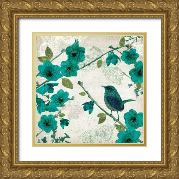 Venter, Tandi 20x20 Gold Ornate Wood Framed with Double Matting Museum Art Print Titled - Birds and Butterflies I