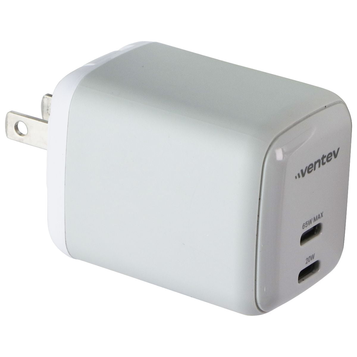 Ventev WC65-HDBX-83820 65W Ultrafast USB C Universal Dual Gan Mini Wall Charger - Gray