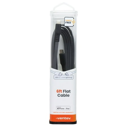 Ventev ChargeSync Flat USB-C to Lightning Cable 6ft Gray Charge/Sync Cables