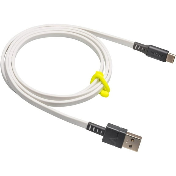 Ventev (3.3-Ft) USB-C to USB Flat Cable with Nite-Ize Cable Tie - White/Neon