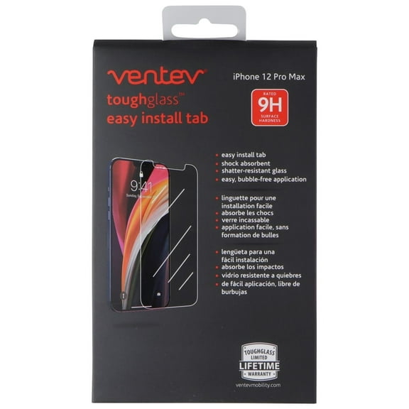 Ventev Tough Glass w/ Easy Install Tab Screen Protector for iPhone 12 Pro Max
