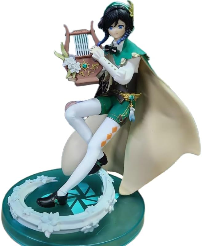 Venti Figure Sitting Harp Venti Replacement Face Action Figures 24cm/9.4inch PVC Handmade Anime Statue Model Decoration Gifts