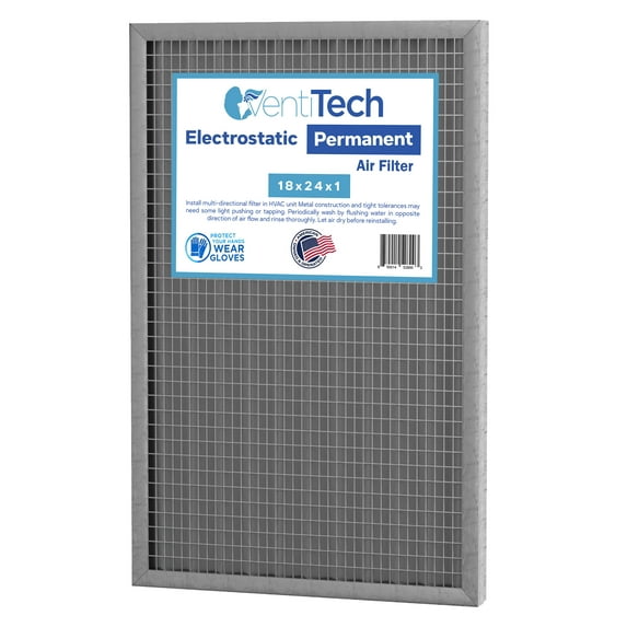 Venti Tech 18x24x1 Washable Electrostatic Air Filter. Reusable HVAC & Furnace Air Filter
