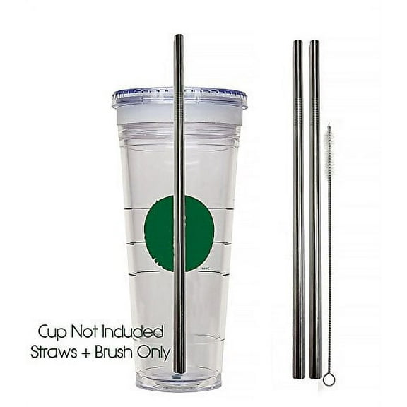Venti Travel Mug Replacement Straws- 2qty - Stainless Steel for Hot & Cold Venti Starbucks to-go cups