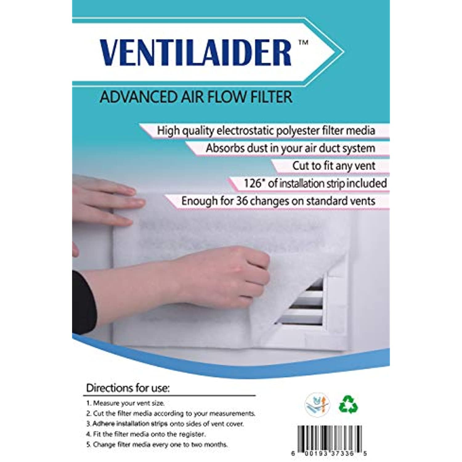 Ventilaider Complete Air Vent Filter Set 20" x 84" Electrostatic Media