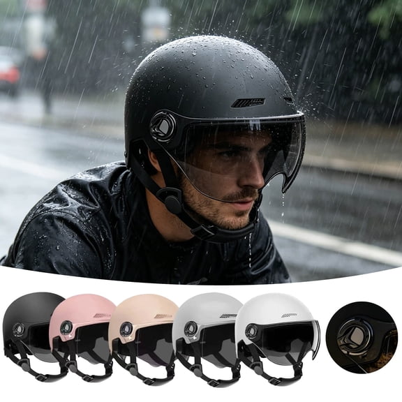 Ventilated Electric Scooter Helmet With Flip Up Clear Visor Lightweight Shock Absorbing Safety Hard Hat For E Bike Moped Motorcycle Commute Rainy Outdoor Riding Gear