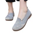thumbnail image 1 of Ventilated Mesh Slip On Flats for Elderly Ladies, Pearl Decor Comfort Footwear Daily Walking Trips, 1 of 5