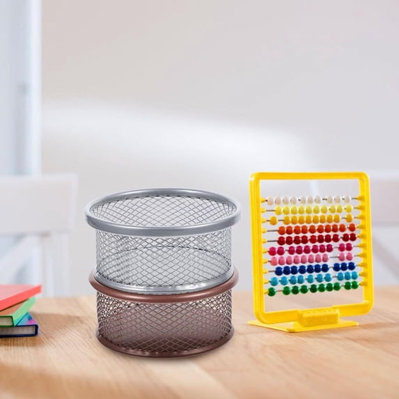 Ventilated Metal Mesh Desk Organizer Cup with Sturdy Wire Design, Paper Clip Holder for Office Supplies Pins, Modern Storage Caddy for Desktop Tidying Home Campus, Rose Gold, By Cosmug