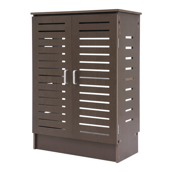 Ventilated Router Cabinet with Cable Hider 19.68" Wide PVC Storage for WiFi Modem, Consoles & Electronics 22lbs Capacity/Each Tier (Walnut Wood Color)