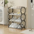 thumbnail image 1 of Ventilated Shoe Rack - 4-Tier Steel Frame Organizer Entryway Closet Storage Space Saving Shelf Tool-Free Assembly Dorm Essential(Black-4-Tier), 1 of 6
