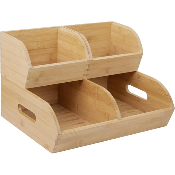 Ventilated Stackable Bamboo Storage Bin for Potatoes Onions and Produce 3 Pack