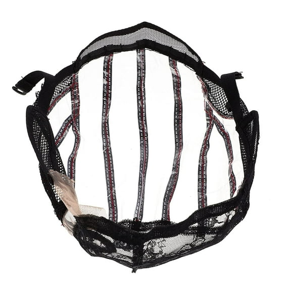 Ventilated Wig Caps Elastic Hair Mesh Net Stretchy Caps Liner Weaving Cap Breathable Wig Cover with Adjustble Straps for Women Wig Making Black