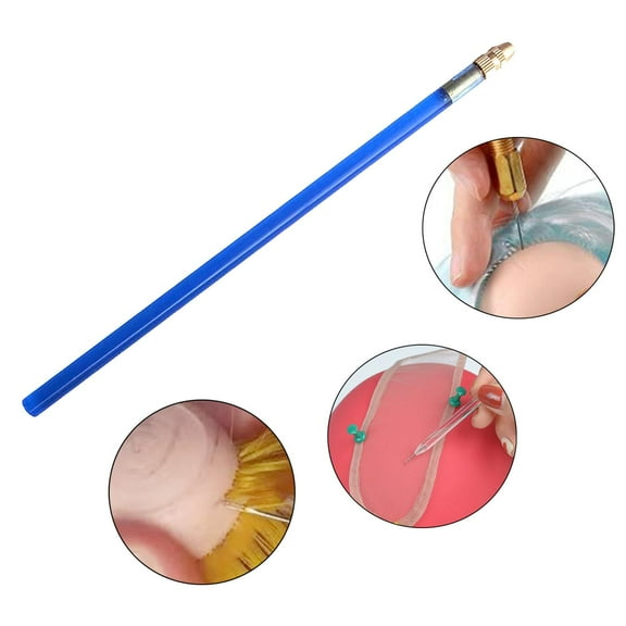 Ventilating , Lace s Beaded Hook, Easy to Use Hook Pins Knotting Hook Crochet, for Home Use Hairstyling DIY Hairstyle Beginner , Blue