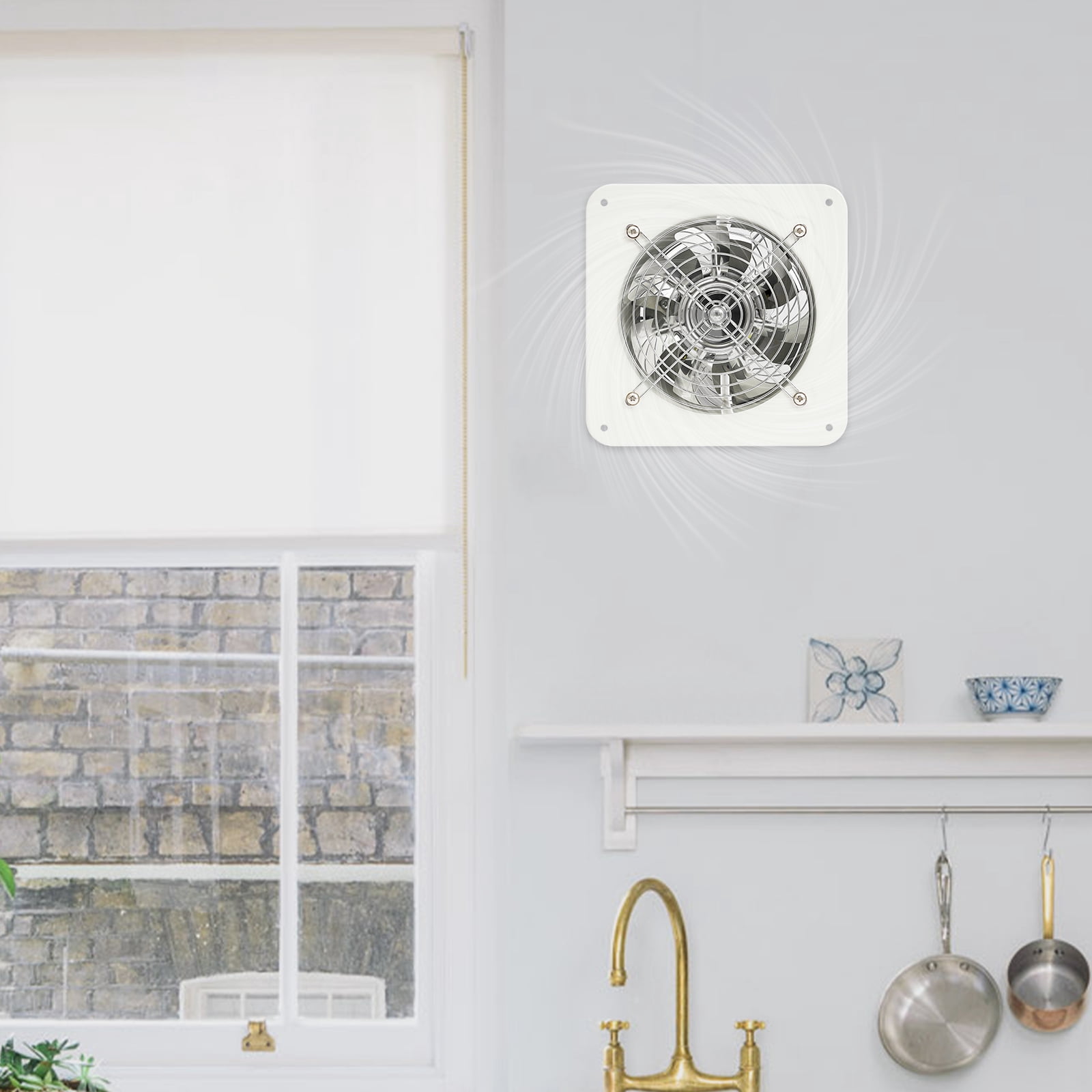 Ventilation Fan White 6" Exhaust Fan Wall Mounted for Kitchen Bathroom