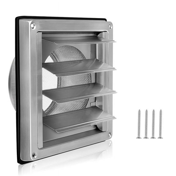 Ventilation Grille 125mm Stainless Steel Air Vents Cover, Louvered Cover Vent Flat Ducting Wall Inlet