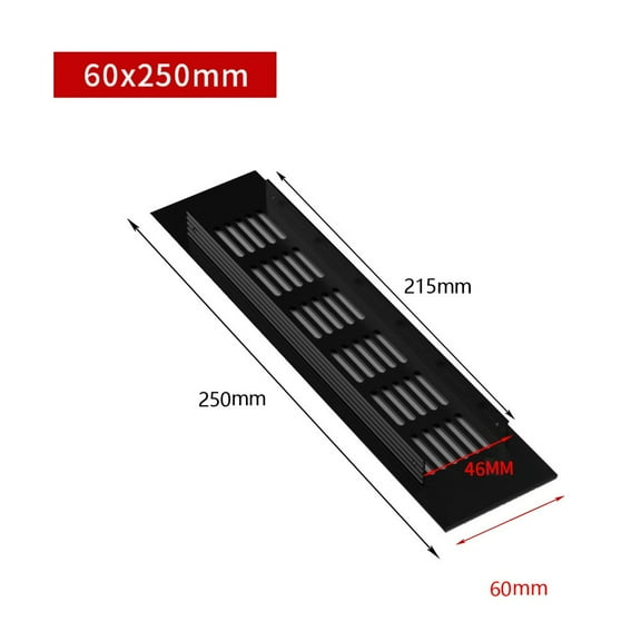Ventilation Grille Aluminum Cabinet Air Vent Black Rectangular Decoration Cover Hole Plug Wardrobes Cupboar Ventilation Grille