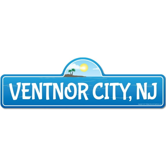 Ventnor City NJ New Jersey Beach Street Sign | Indoor/Outdoor | Surfer Ocean Lover Décor For Beach House Garages Living Rooms Bedroom | Signmission Personalized Gift