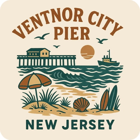 Ventnor City Pier New Jersey Keepsakes Souvenir Vinyl Sticker – Destination Travel Keepsake Collectible (3-Inches Wide)