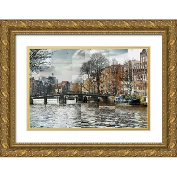 Ventosa, Pep 14x11 Gold Ornate Wood Framed with Double Matting Museum Art Print Titled - Zwanenburgwal Canal