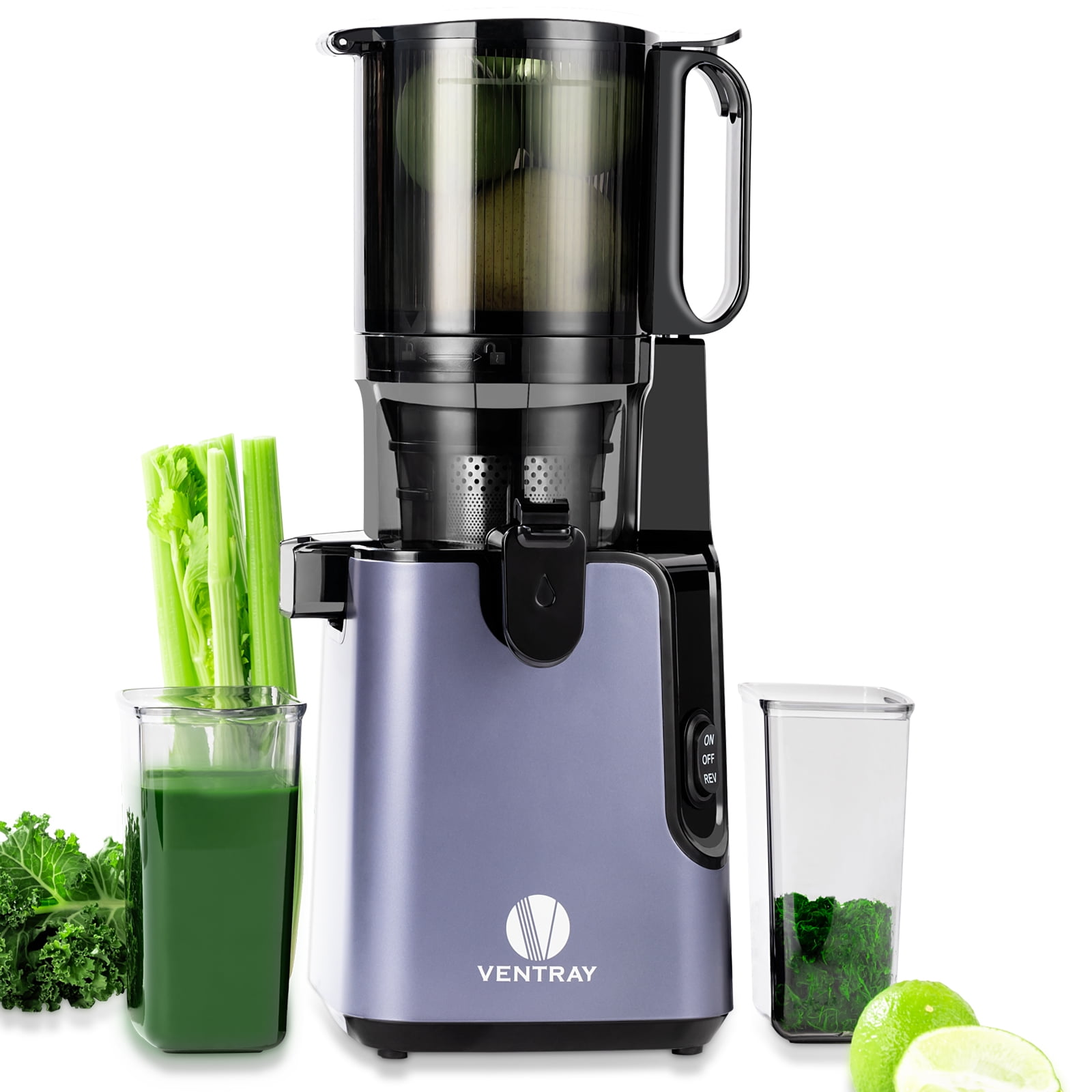 Ventray Purple Electric Masticating Juicer with Large Feed Chute